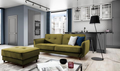 Canapea extensibila 3 locuri ELTAP, SO-BEL-33NU, Bellis, 220x90x83 cm, lemn/poliester, verde olive