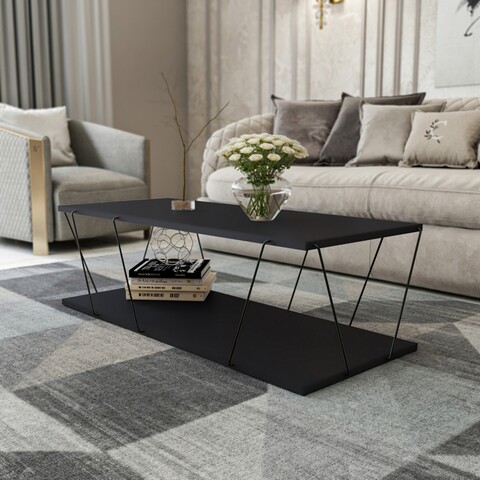 Masuta De Cafea Labranda, Kalune Design, 120x50x30 Cm, Antracit/negru