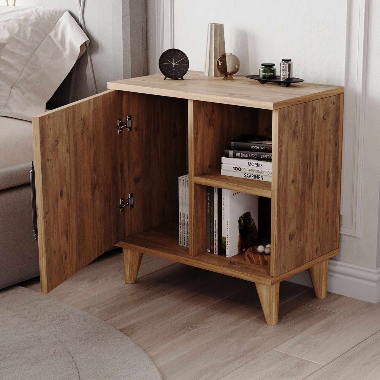Noptiera, Hanah Home, Rose, 55.5x59.5x33 cm, Maro — imaginea 3