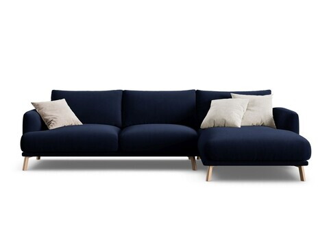 Coltar dreapta 4 locuri, Naomi, Micadoni Home, 285x170x75 cm, catifea, albastru regal