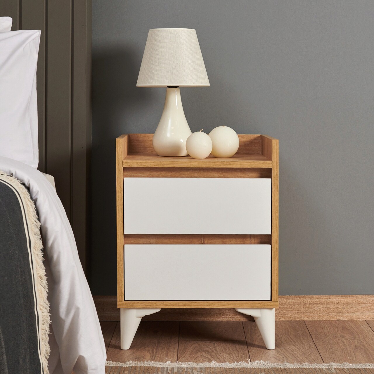 Noptiera Hanah Home Tuvalle 041 .45x59x40 cm Stejar Safir / Alb
