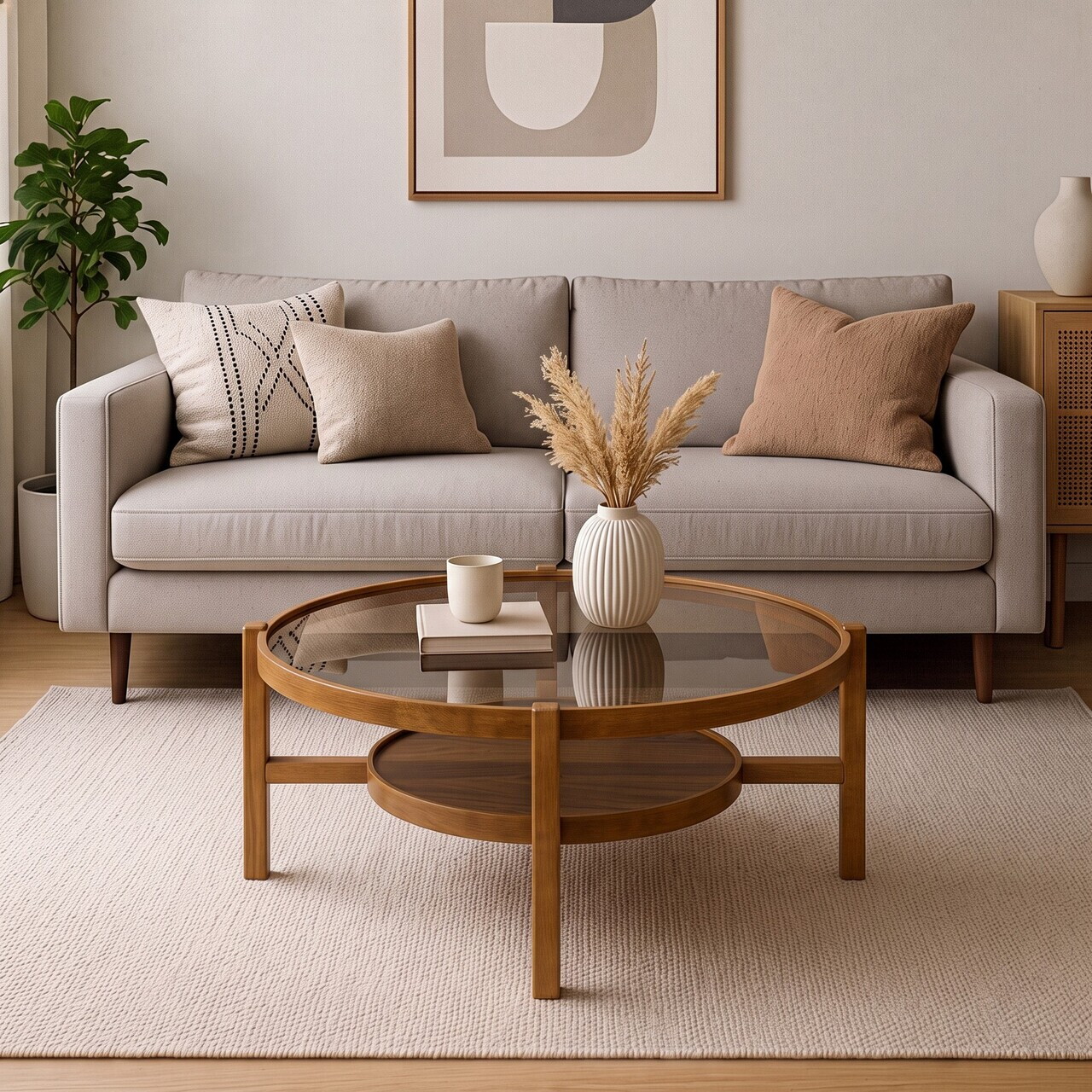 Masuta de cafea, Hanah Home, Harmony 110, 110x48x80 cm, LEMN MASIV DE FAG, Maro