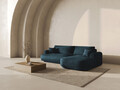 Coltar extensibil dreapta 5 locuri, modular, cu lada depozitare, Ella, Micadoni Home, 271x174x94 cm, catifea, petrol inchis
