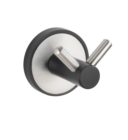 Suport prosoape de baie, wenko, uv-loc, duo udine, 5 x 5.5 x 6 cm, inox, gri/negru