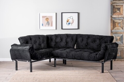 Coltar Nitta Corner, Futon, metal, negru Futon