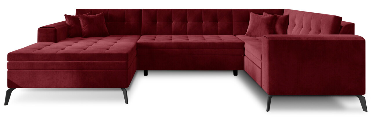 Coltar extensibil stanga 5 locuri ELTAP, MON-LT-25LO, Montez, 340x180x93 cm, lemn/poliester, rosu - view 3