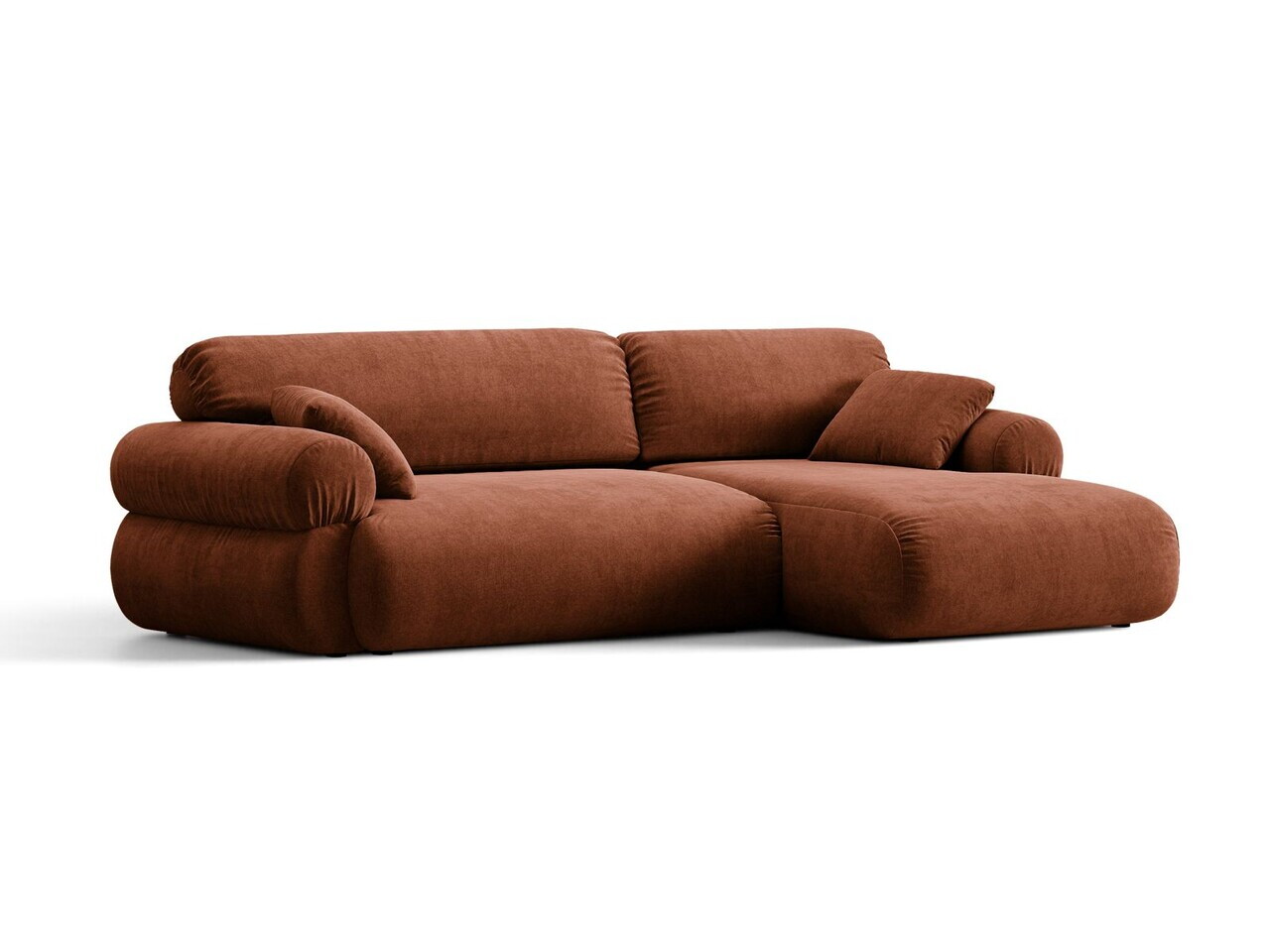 Coltar dreapta 4 locuri, Ophelia, Micadoni Home, 256x164x84 cm, tesatura structurata, caramiziu — imaginea 2