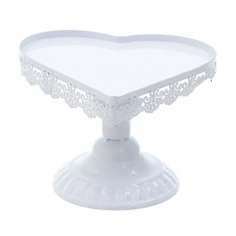 Suport pentru prajituri InArt, 23Χ21Χ15 cm, Heart White
