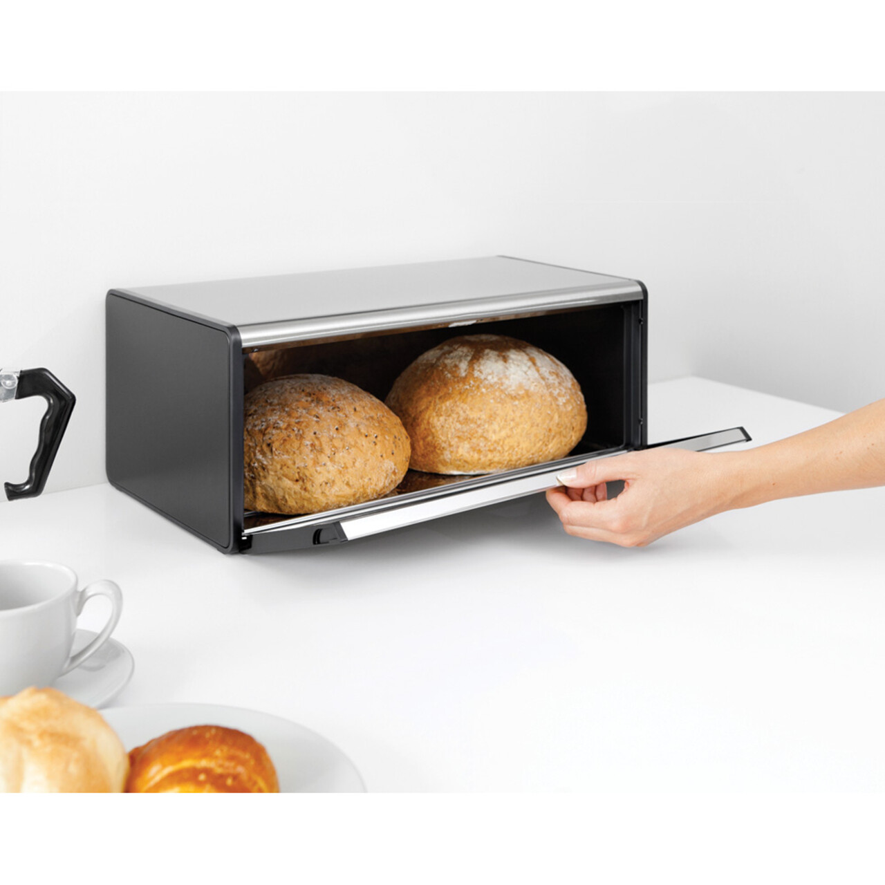 Cutie pentru paine, Brabantia, Fall Front, 46.5x25x18.7 cm, otel, negru mat - imagine 6