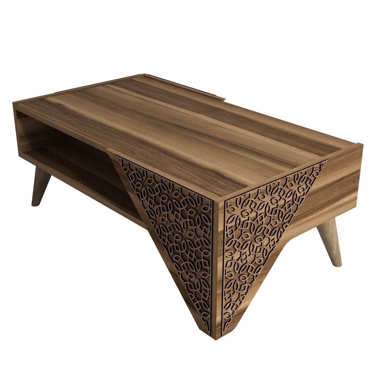 Masuta de cafea Beril Walnut, Hommy Craft, 105x58x40 cm, aluna
