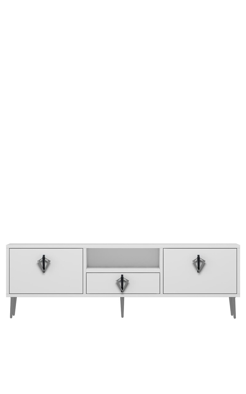 Comoda TV, Hanah Home, 1311-DROP-32, 140x45x30 cm, PAL , White / Black / Silver - view 3