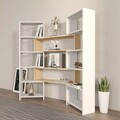 Corp biblioteca, Zena Home, Poyraz, 163.5x150x22 cm, PAL, Stejar alb