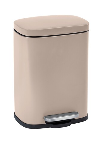Cos de gunoi cu pedala Leno, Wenko, 21.5x19x29.5 cm, otel/polipropilena, taupe/negru