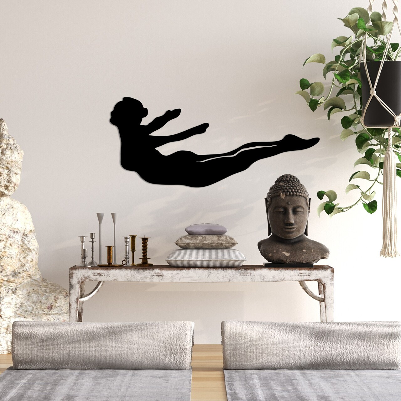 Decoratiune de perete, Yoga 12, Dimensiune: 60 x 26 cm, Negru — imaginea 2