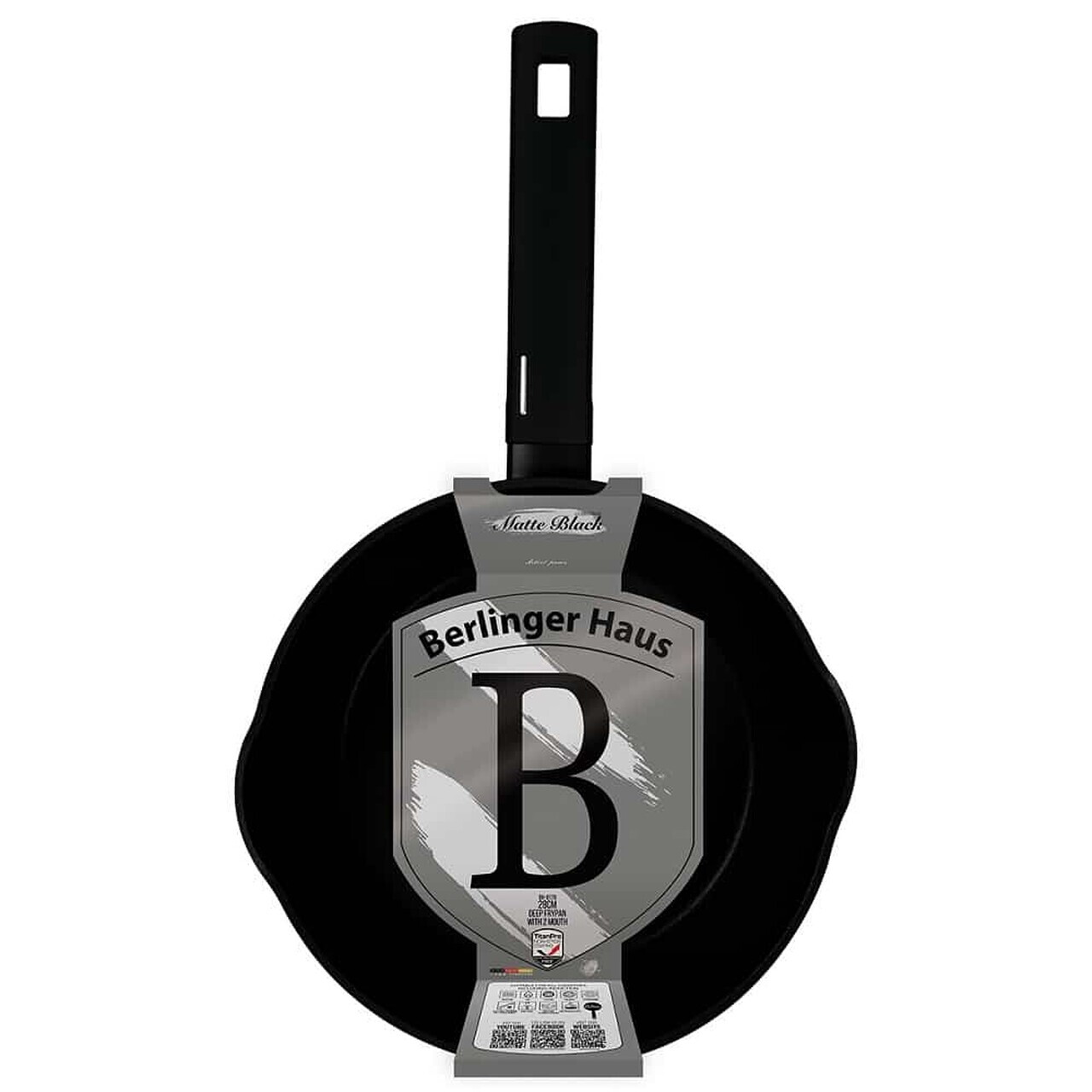 Tigaie adanca Berlinger Haus, Matte Black, 28 cm, 3.8 L, aluminiu forjat, negru - imagine 4
