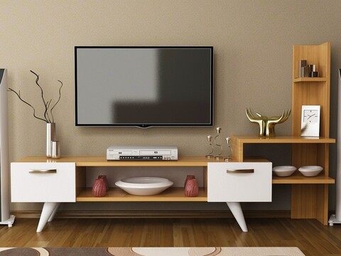 Comoda tv sensing, gauge concept, 150x33x90 cm, pal, tec/alb