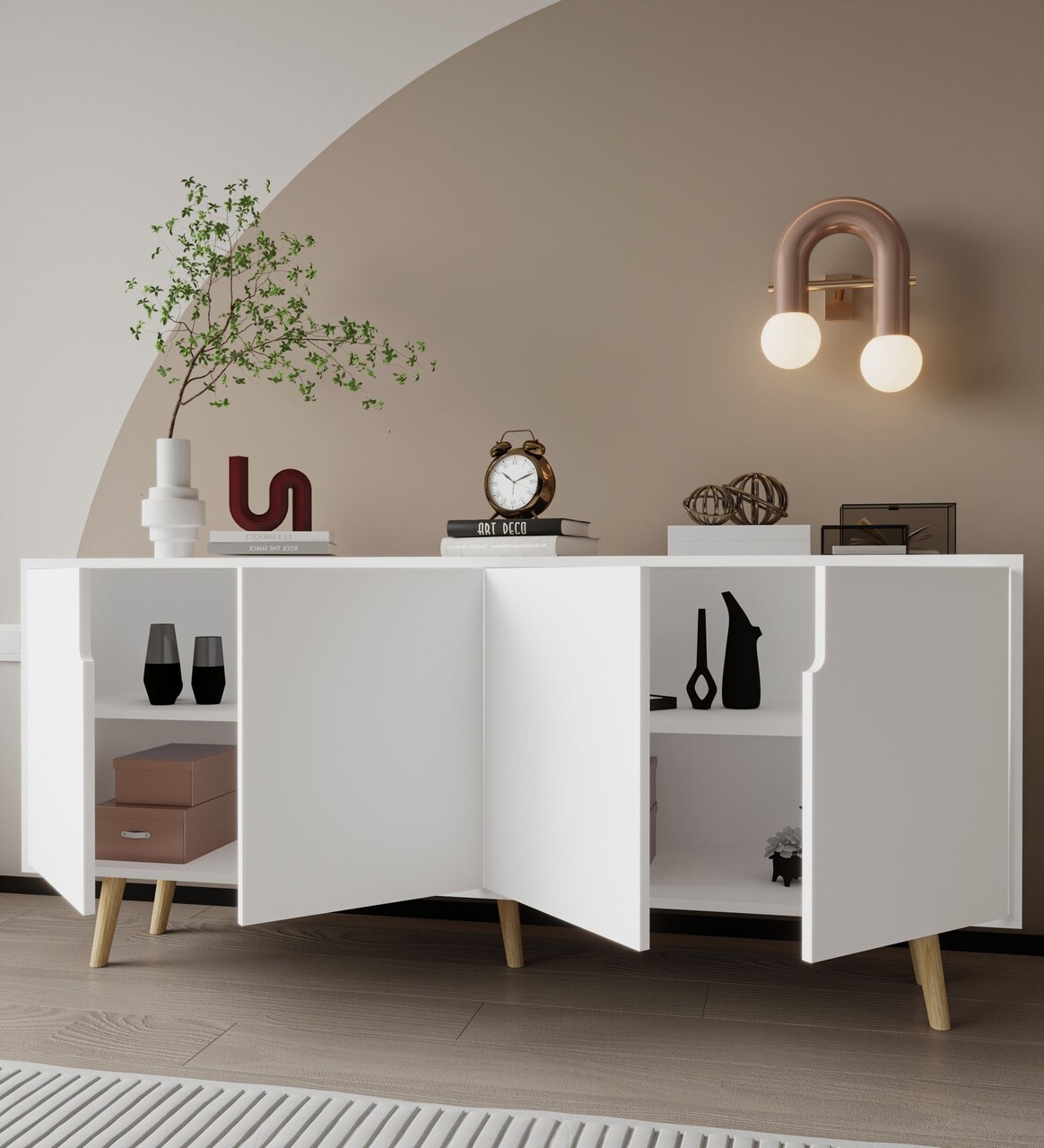 Consola, Hanah Home, Latina Modern 180, 180x80x45 cm, PAL, Alb - view 3