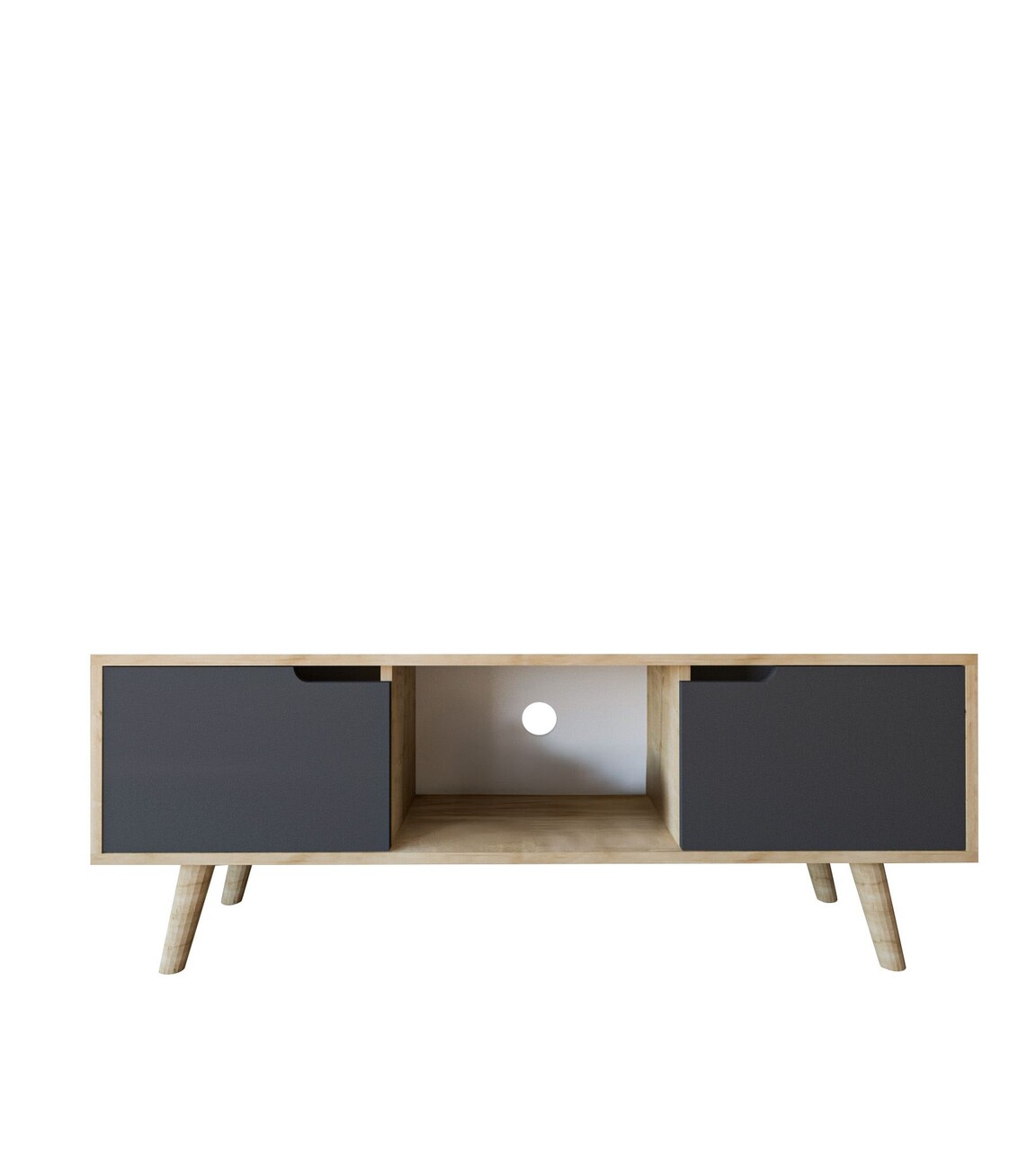 Comoda TV, Hanah Home, Siena, 139.7x53x53 cm, PAL, Stejar safir / Antracit - imagine 4
