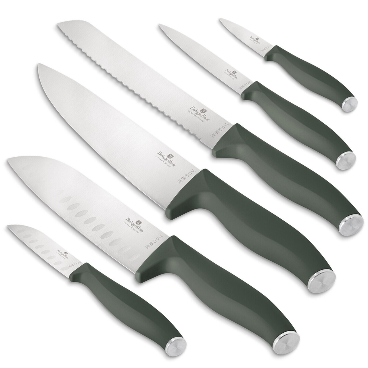 Set 6 cutite Berlinger Haus, Matte Green, inox, verde mat - imagine 12