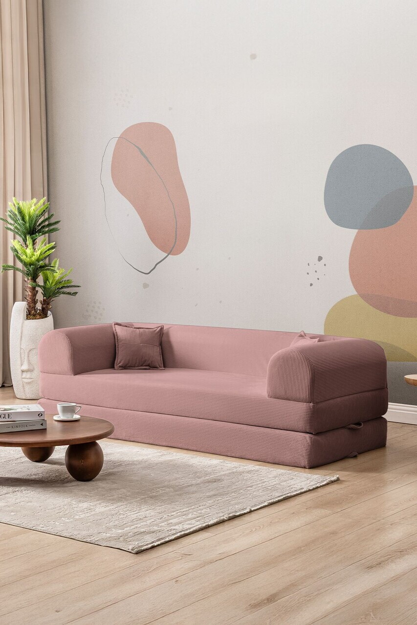 Canapea extensibila 3 locuri, Atelier del Sofa, 118FVL1309, Tesatura plus reiata, Roz