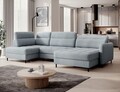 Coltar extensibil dreapta 4 locuri ELTAP, RT-100AUB, Berrto, 306x165x100 cm, lemn/poliester, albastru deschis