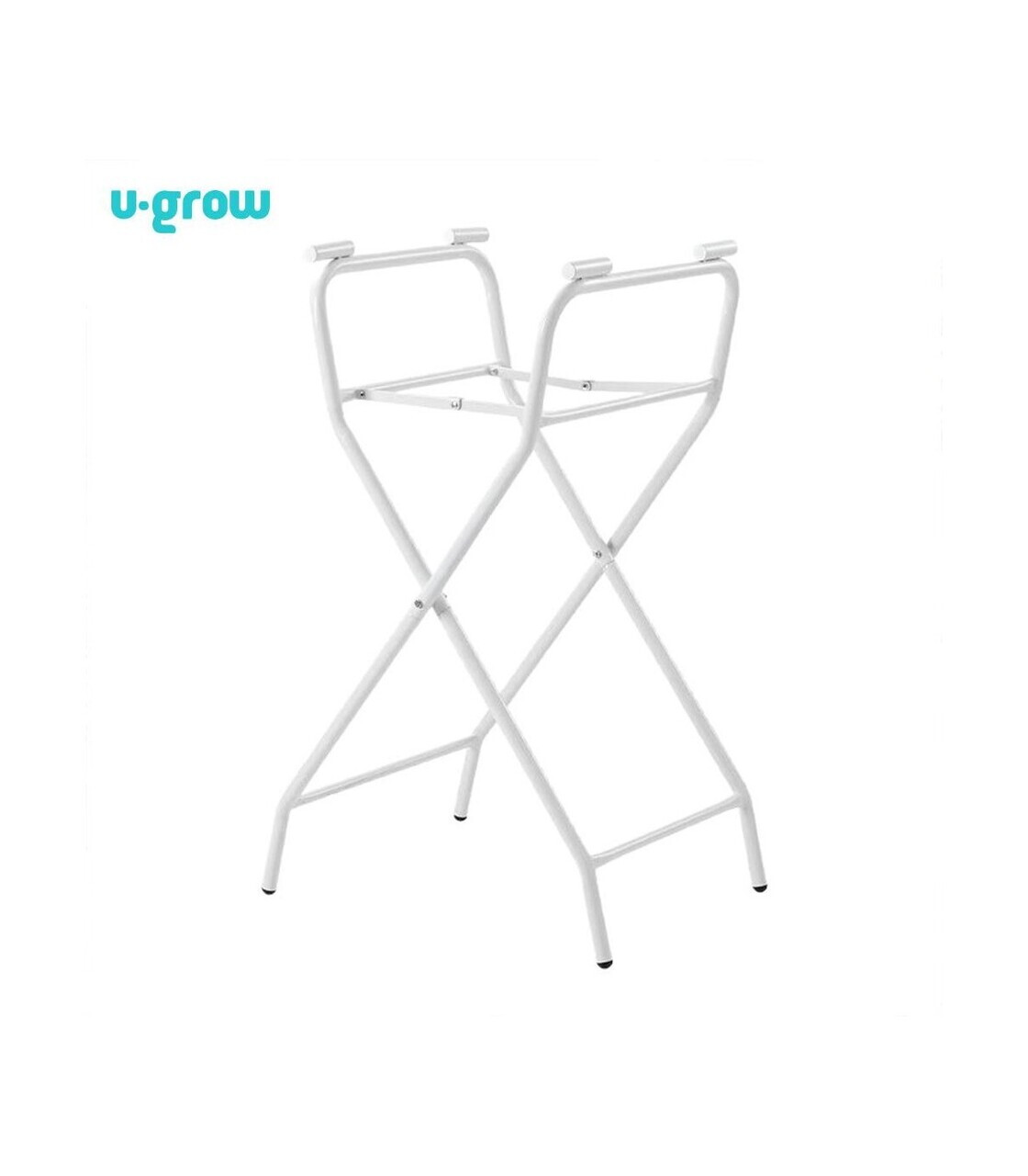Cadita pliabila cu suport metalic si termometru U-grow, 85x47x21.5 cm, metal, alb/gri - imagine 4