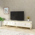Comoda TV, Arnetti, Sona, 45x180x29 cm, PAL, Alb/Auriu