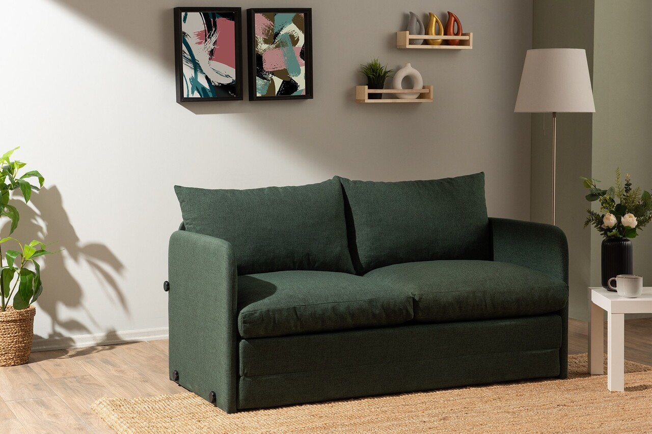 Canapea extensibilă cu 2 locuri, Futon, 859FTN2890, Metal , Verde - 1 | YEO