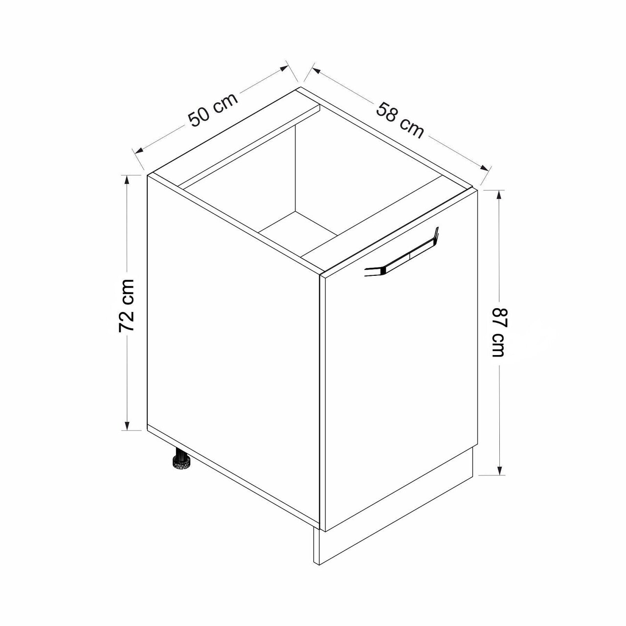 Dulap pentru bucatarie, Hanah Home, Minar, 50x87x58 cm, Alb / Antracit — imaginea 7