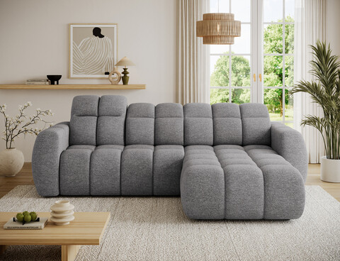 Coltar extensibil dreapta 3 locuri ELTAP, Fanito, 288x200x105 cm, lemn/poliester, gri inchis