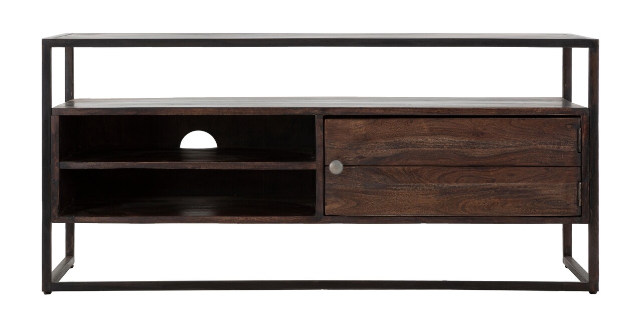 Comoda TV Burn, Mauro Ferretti, 120x40x55 cm, lemn masiv de salcam, maro - 1 | YEO