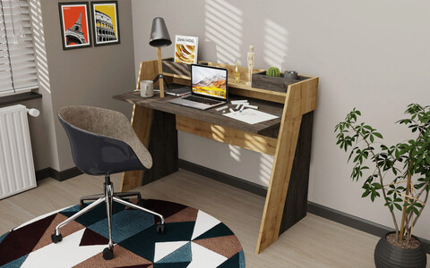 Birou, retricy, broklyn, 123.6x59.6x93.4 cm, pal, wenge / stejar