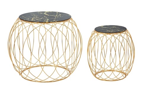 Set 2 masute de cafea glam, mauro ferretti, Ø 68x56-43x45 cm, fier, negru/auriu