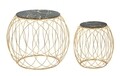 Set 2 masute de cafea Glam, Mauro Ferretti, Ø 68x56-43x45 cm, fier, negru/auriu