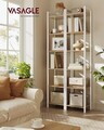 Biblioteca cu 6 niveluri, Vasagle, 39.6x30x187 cm, PAL/otel, bej/alb