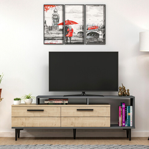 Comoda tv, olivia, niva, 150x54x31.4 cm, pal, stejar safir / antracit