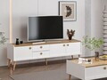 Comoda TV, Hanah Home, Mitra, 180x52x35 cm, Alb / Artizanal