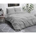 Lenjerie de pat pentru doua persoane, Zen Stone Washed Grey, Royal Textile, 3 piese, percal, gri