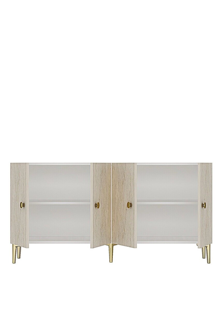 Consola, Hanah Home, Simple 180, 180x75x32 cm, Alb / Travertin — imaginea 6