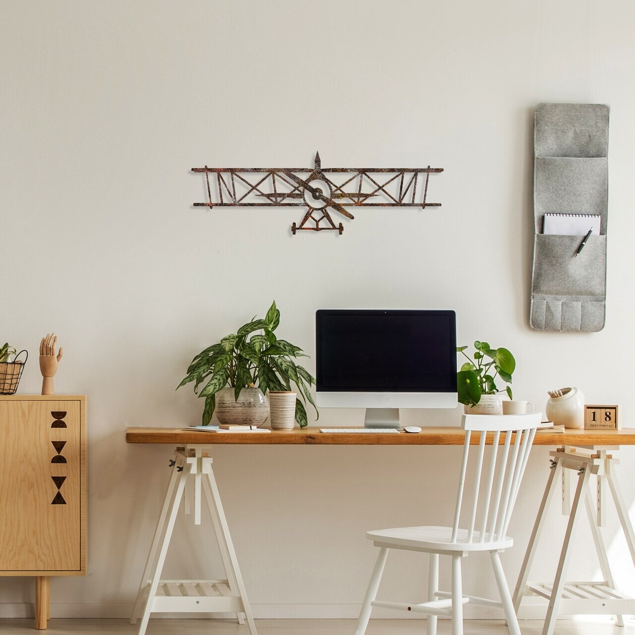 Decoratiune de perete, Rusty Airplane, Dimensiune: 23 x 70 cm, Maro antichizat — imaginea 5
