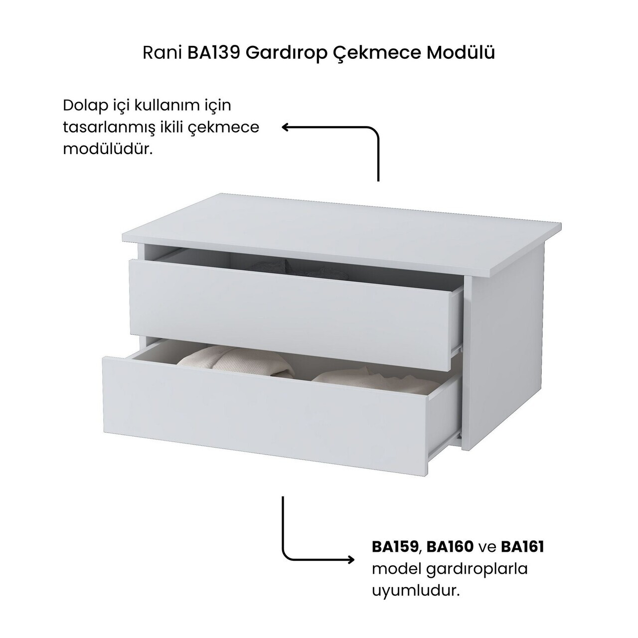 Dulapior, Hanah Home, BA139, 86.2x39.8x50 cm, PAL melaminat, Alb - view 9