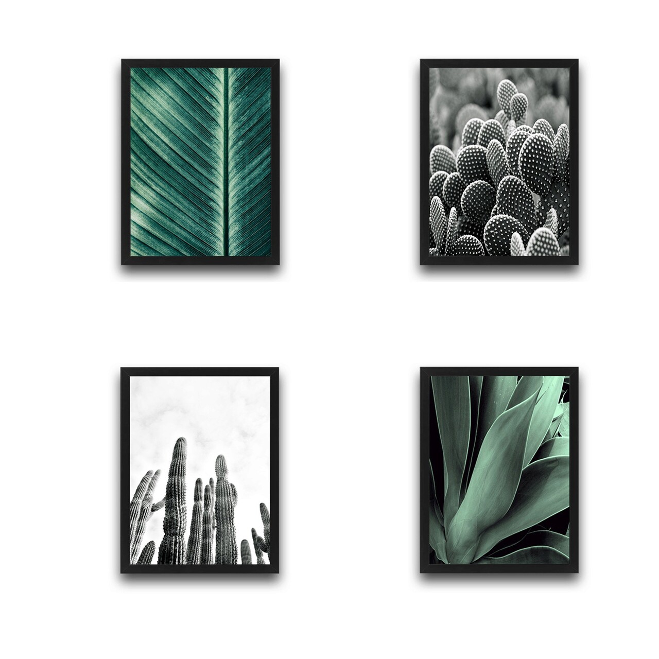 Set 4 tablouri decorative, Green & Cactus Set, PAL, Hartie, Multicolor - 1 | YEO
