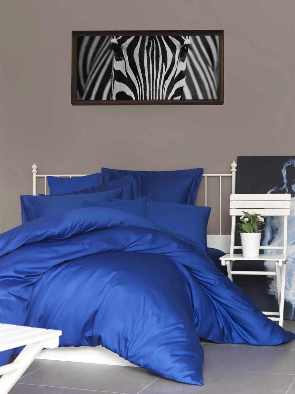 Lenjerie de pat pentru o persoana Single XL (DE), De Dark Blue, Patik, Bumbac Satinat