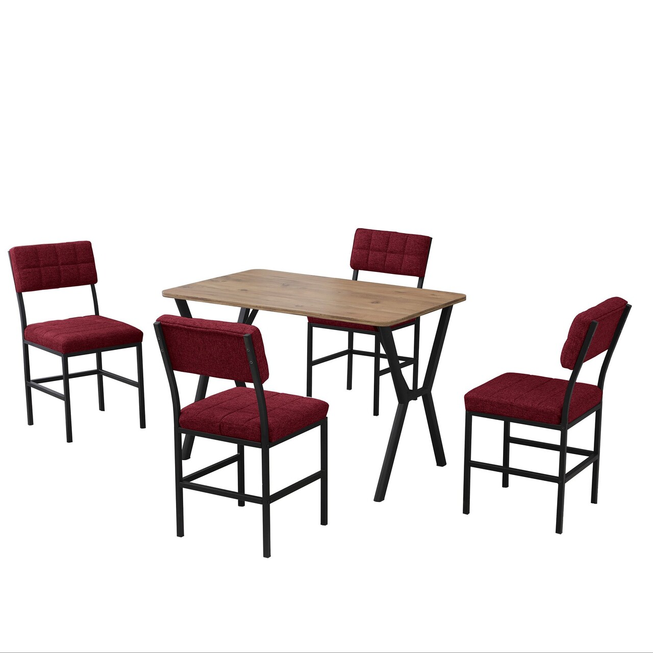 Set masa extensibila si scaune, Hanah Home, Dubai, Burgundia / Nuc - view 4
