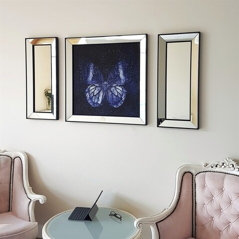 Set tablou si 2 oglinzi decorative t812, neostill, sticla temperata, 70 x 70 cm/30 x 70 cm
