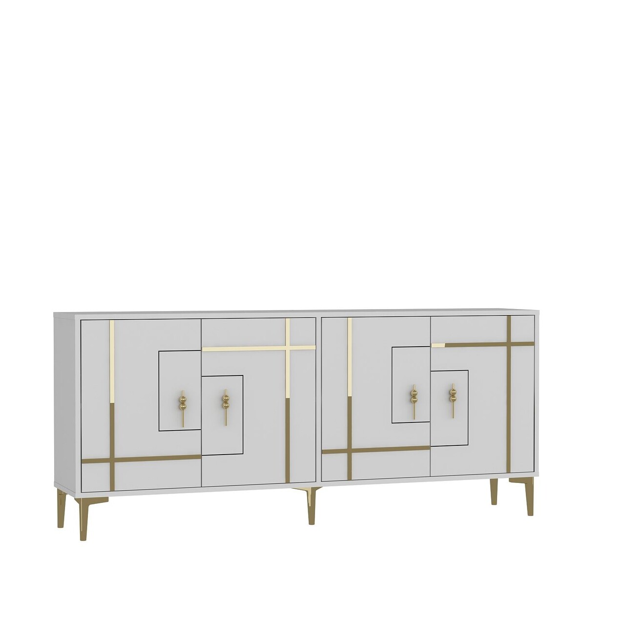 Consola, Hanah Home, Simge, 180x78.6x35 cm, PAL , Alb/Auriu - view 4