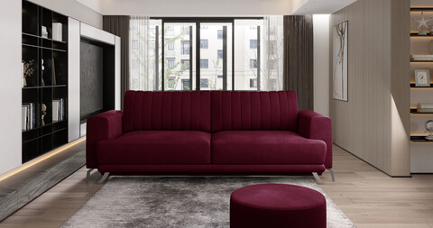 Canapea extensibila 4 locuri ELTAP, SO-ELI-25VE, Elise, 250x95x90 cm, lemn/poliester, rosu