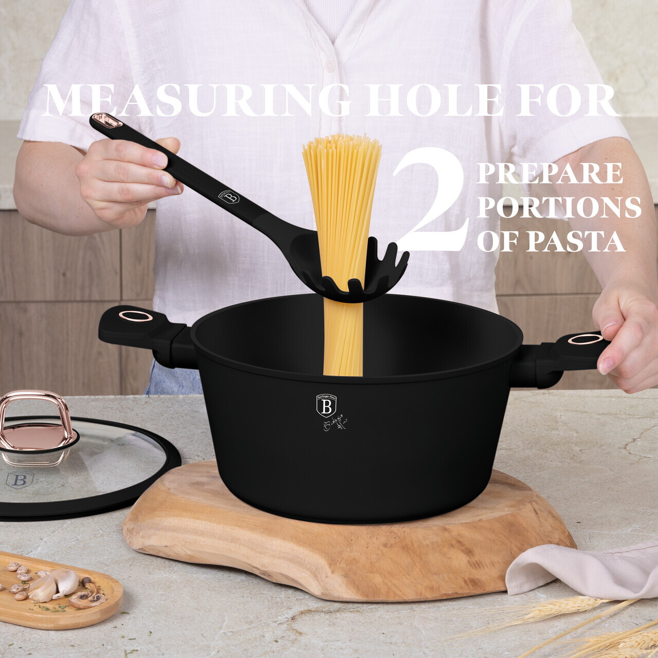 Set 5 ustensile de bucatarie cu suport, Berlinger Haus, Black Rose, nailon/plastic, negru - imagine 6