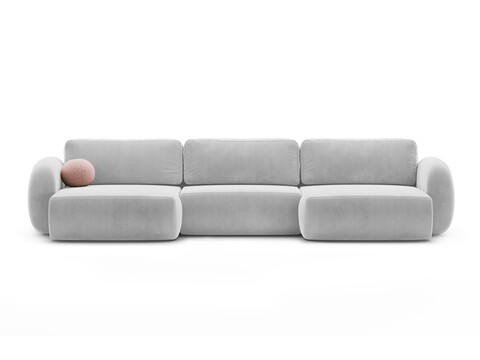 Coltar panoramic extensibil 5 locuri, Tonale, Cosmopolitan Design, 362x149x88 cm, catifea, gri