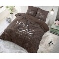 Lenjerie de pat pentru doua persoane Love for you and me Taupe, Royal Textile,  100% bumbac